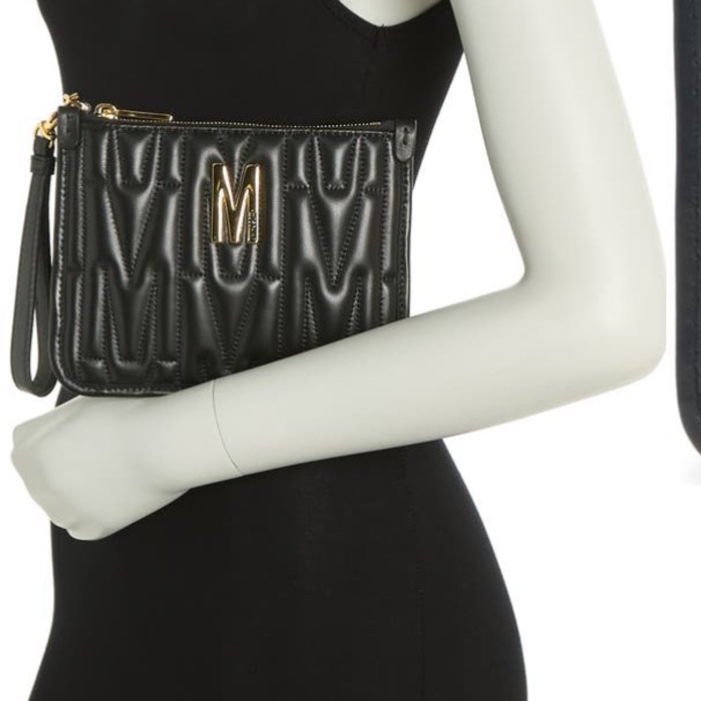 New Moschino QUILTED MONOGRAM CLUTCH LEATHER 11.5”X 8”New with tag made in Italy - Picture 3 of 12
